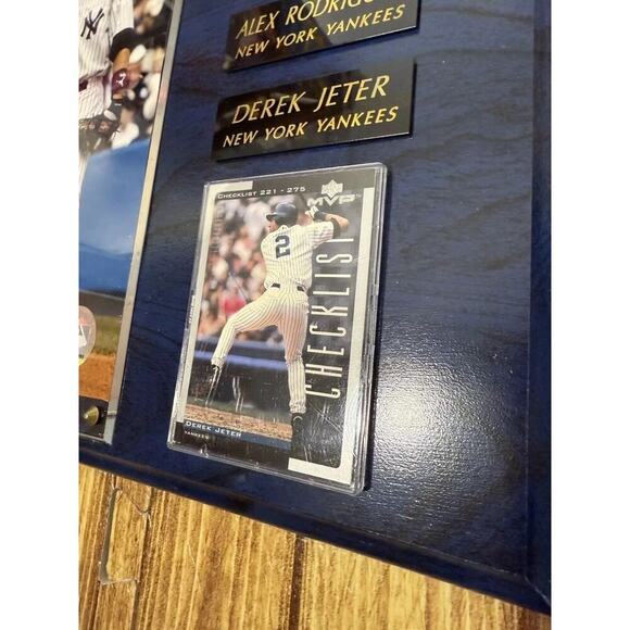 MLB ALEX RODRIGUEZ & DEREK JETER NY YANKEES 14"x11" Photo And 2 Cards Wooden - Picture 4 of 11